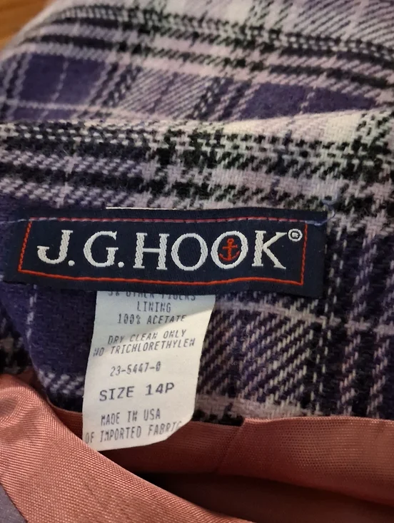 JG Hook Womens Wool Blend Plaid Purple/White/Black Lined Petite Skirt. Size 14P - Picture 2 of 11